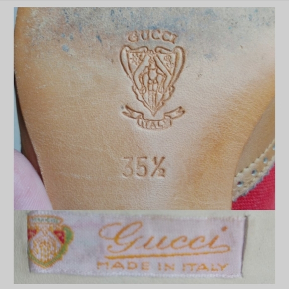Gucci Women EU 35.5 Leather Canvas Slip-On Pumps - Picture 4 of 8